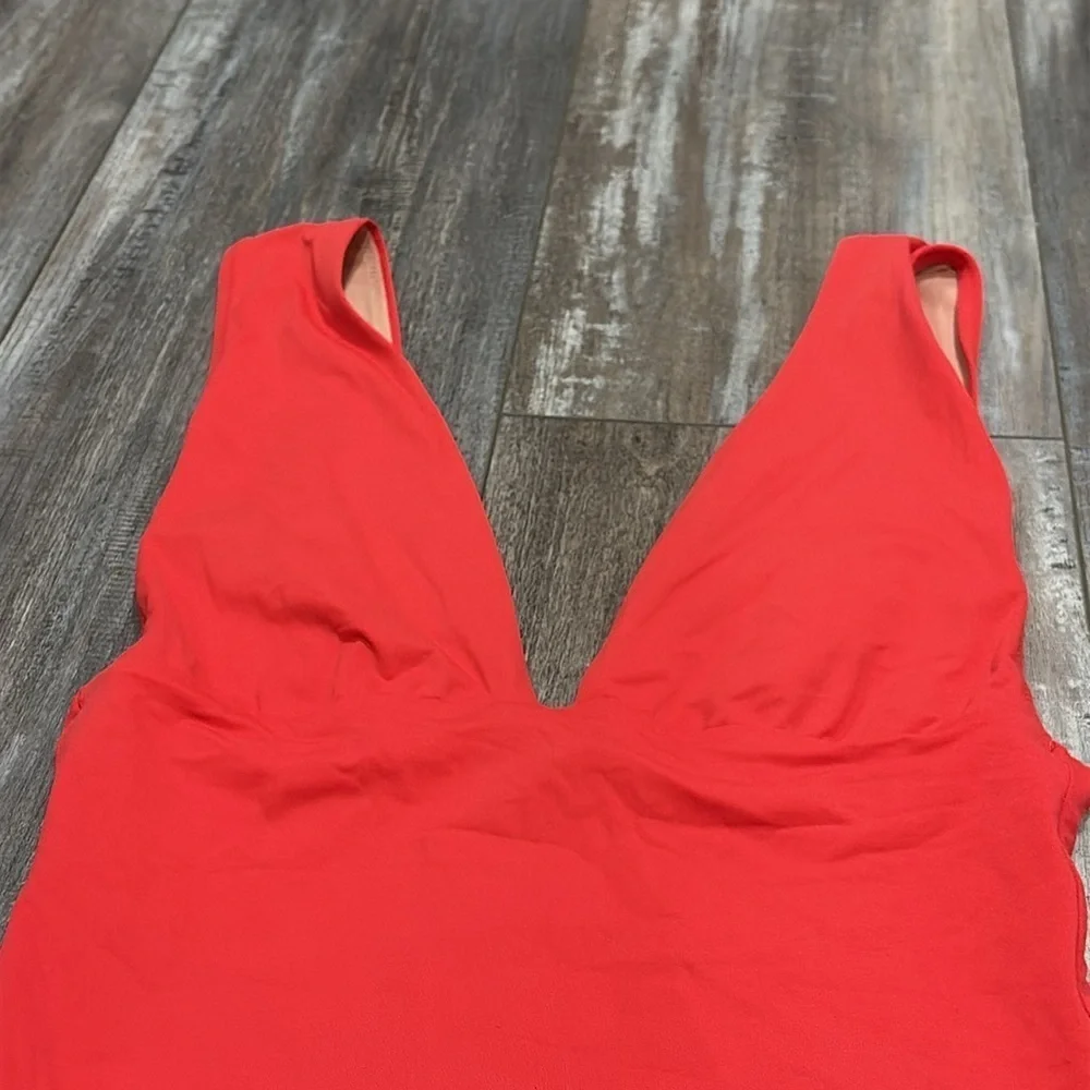 J. Crew Plunge V-Neck One-Piece Swimsuit Red size 10